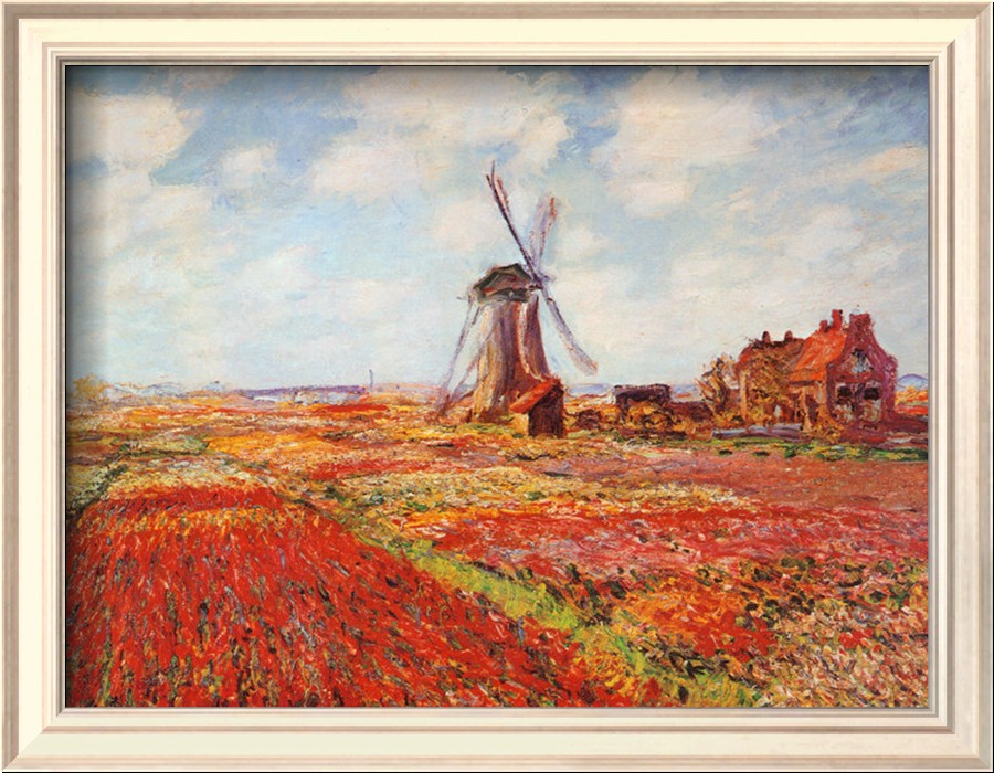 Tulip Fields with the Rijnsburg Windmill ( Red ) - Claude Monet Paintings